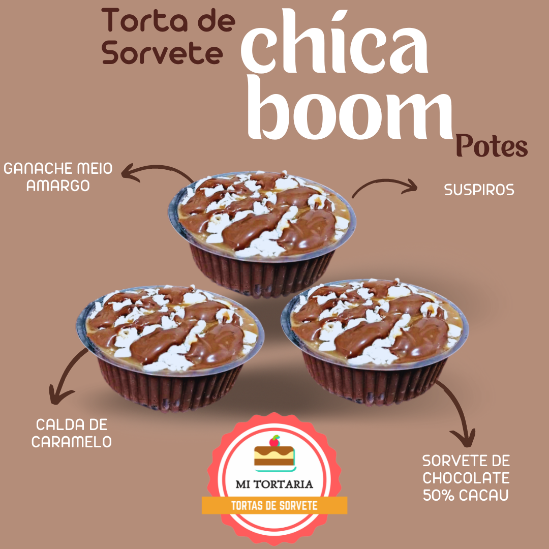 3 Potes de Torta de Sorvete Chica Boom