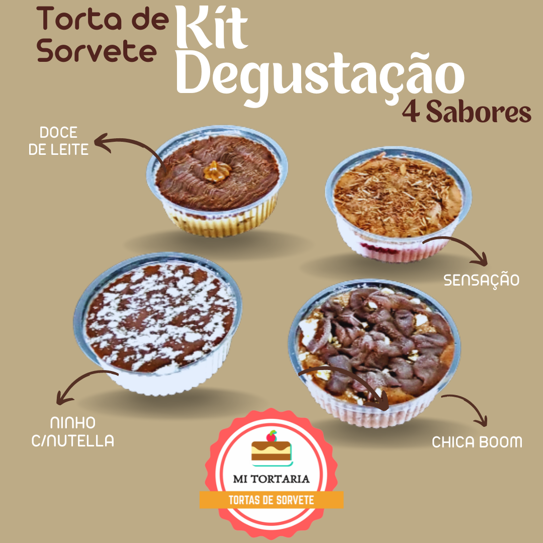 Kit com 4 Sabores de Tortas de Sorvete com Sensação