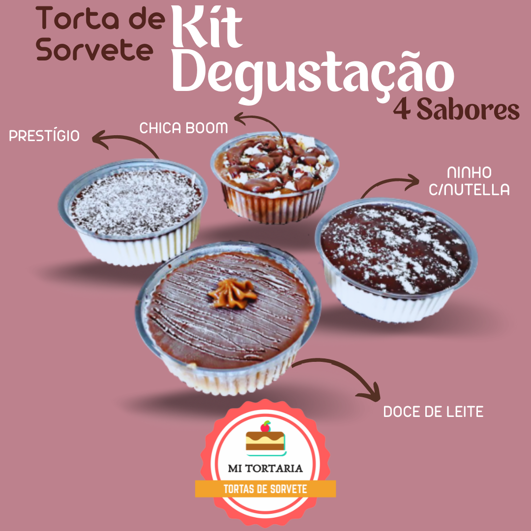 Kit com 4 sabores de tortas de sorvete com Prestígio
