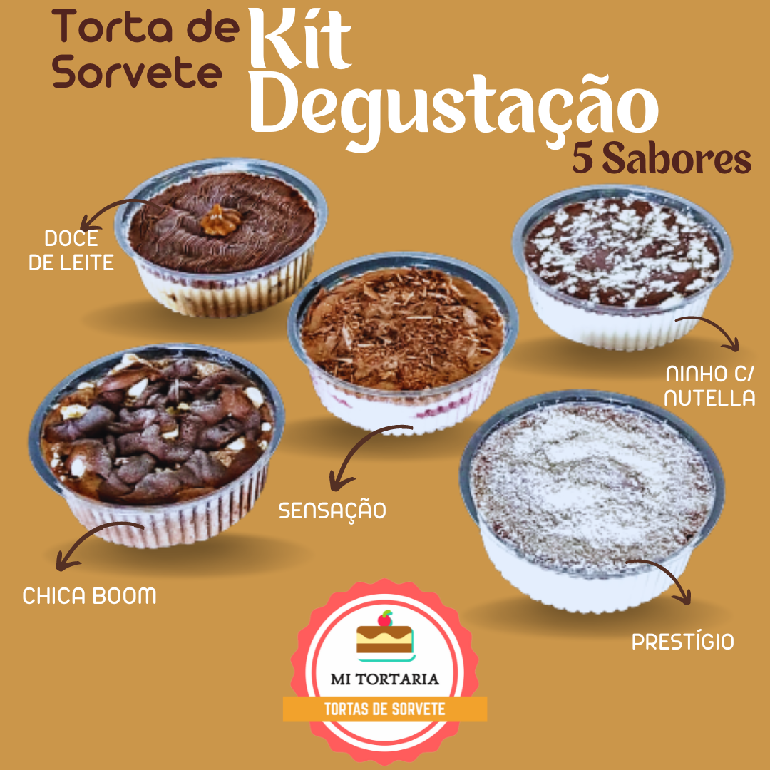 Kit com 5 Sabores de Tortas de Sorvete com Sensação
