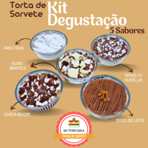 Kit com 5 Sabores de Tortas de Sorvete com Ouro Branco