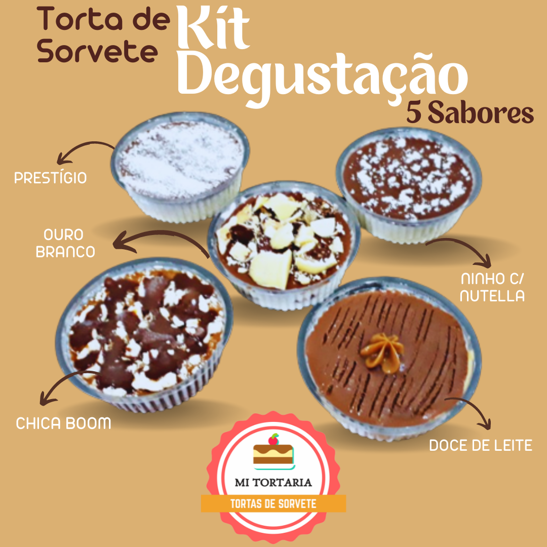 Kit com 5 Sabores de Tortas de Sorvete com Ouro Branco