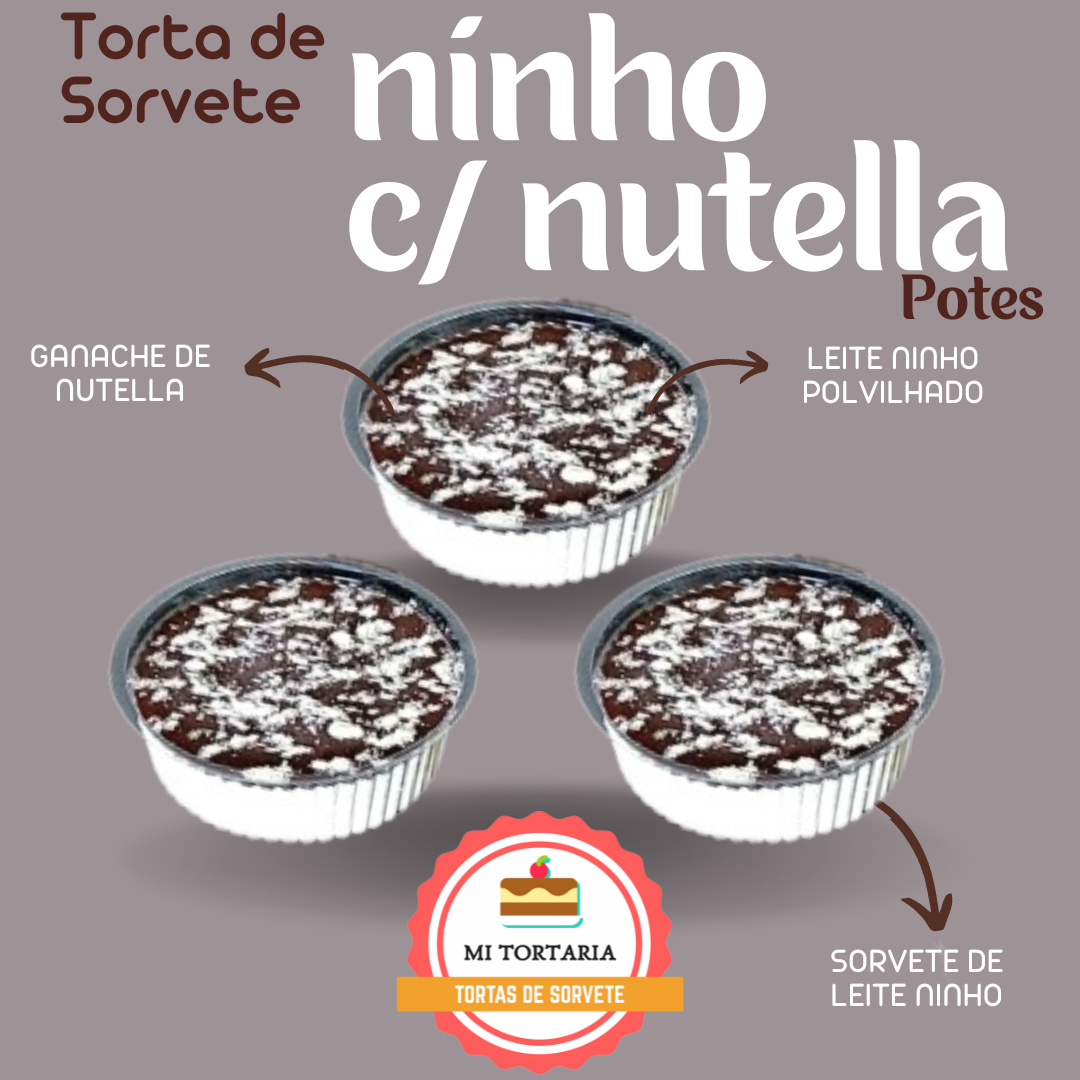 3 Potes de Torta de Sorvete Ninho c/ Nutella
