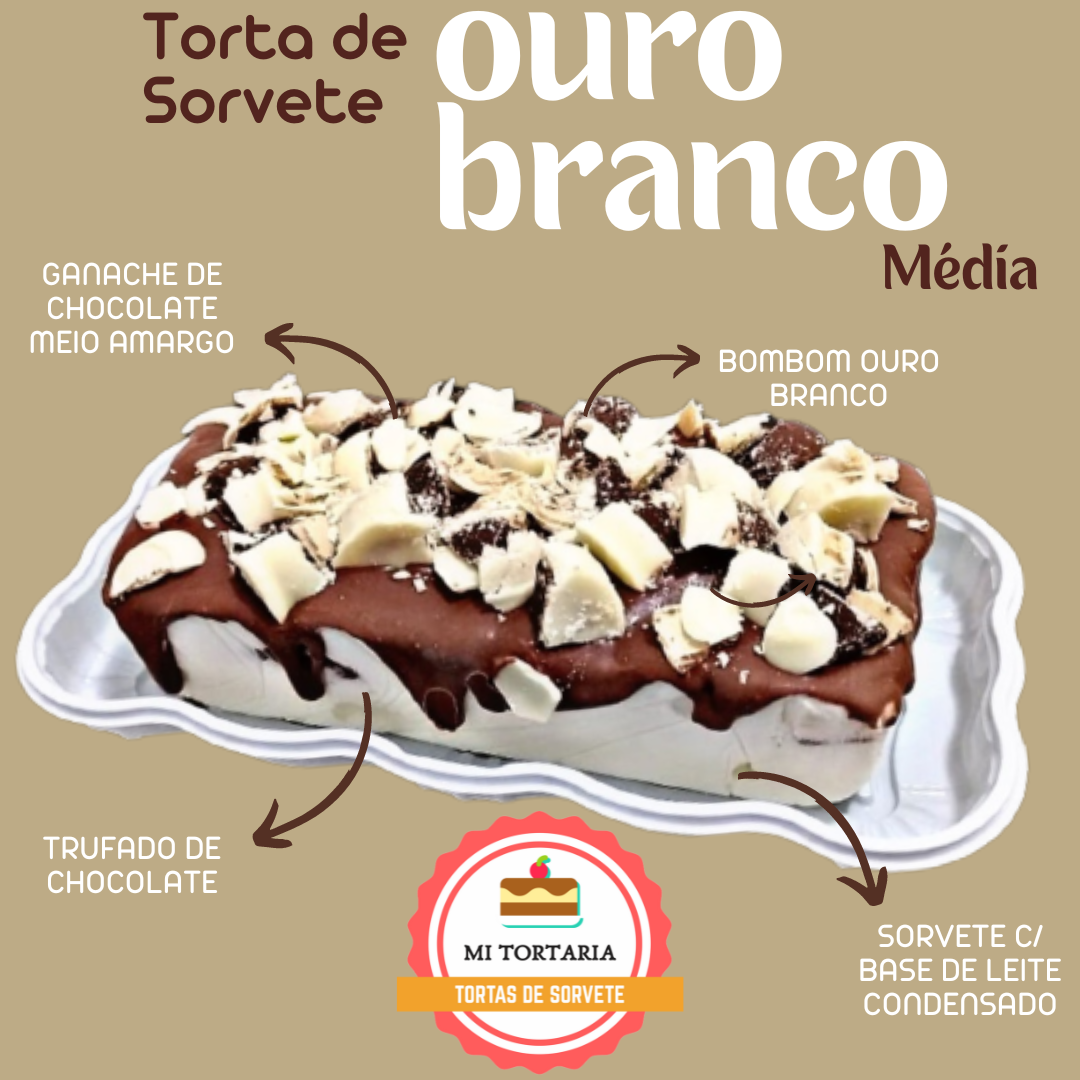 Torta de Sorvete Ouro Branco Trufada Média